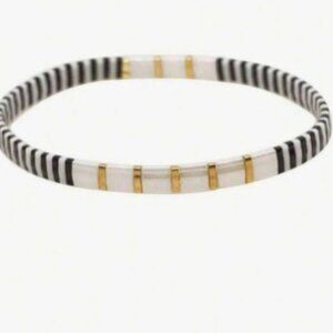 BW Beaded Chicklet Bracelet Tila beads / Bracelet perles de Tila élastique